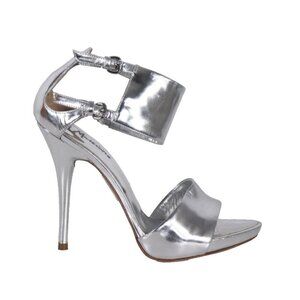Marciano Women's US 6.5M Silver Leather Ankle Cuff Stiletto Heels